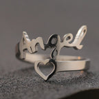 Custom Double Name Adjustable Ring - Stainless Steel - SHOPPERS' CASTLE