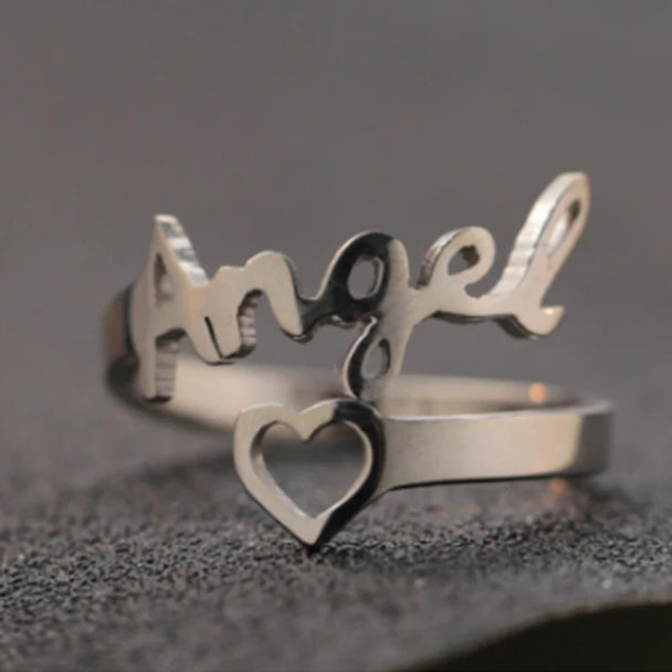 Custom Double Name Adjustable Ring - Stainless Steel - SHOPPERS' CASTLE