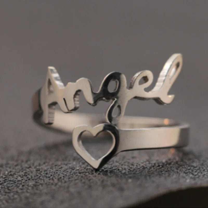 Custom Double Name Adjustable Ring - Stainless Steel - SHOPPERS' CASTLE