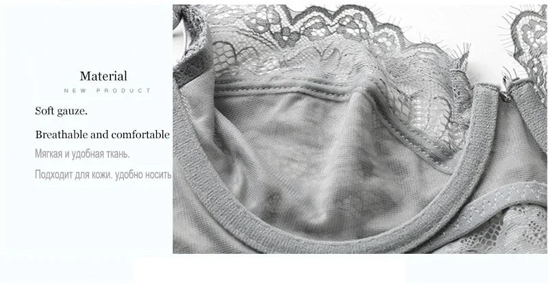 Deep V Ultra-Thin Bra Set - Plus Size