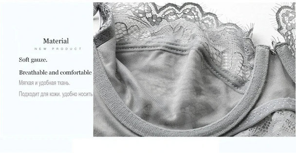 Deep V Ultra-Thin Bra Set - Plus Size