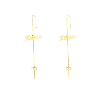 Custom Name Stud Ear Clip Earrings - Handmade