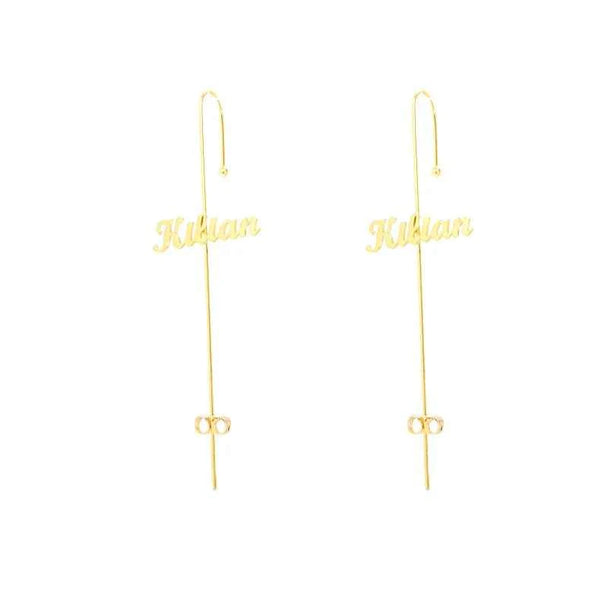 Custom Name Stud Ear Clip Earrings - Handmade