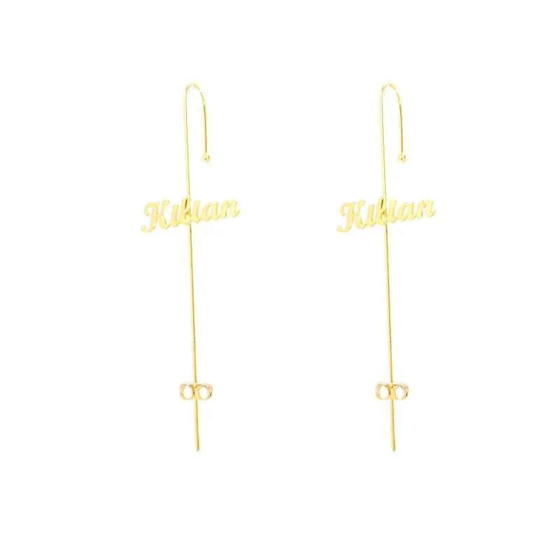 Custom Name Stud Ear Clip Earrings - Handmade