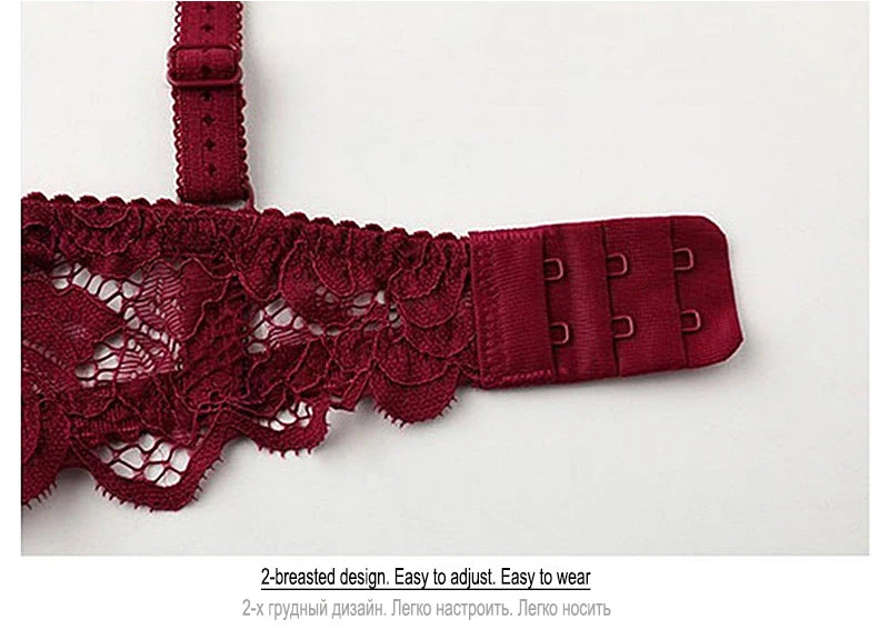Hollow-Out Embroidered Bra - Plus Size - SHOPPERS' CASTLE