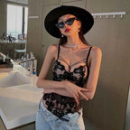 Classic Bandage Hollow Lace Bodysuit with Push-Up Bra