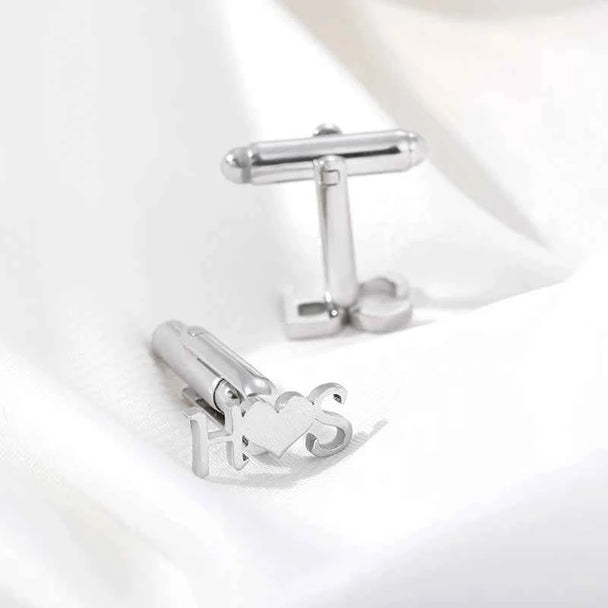 Custom Engraved Letter Name Cufflinks - Mens Wedding Gifts