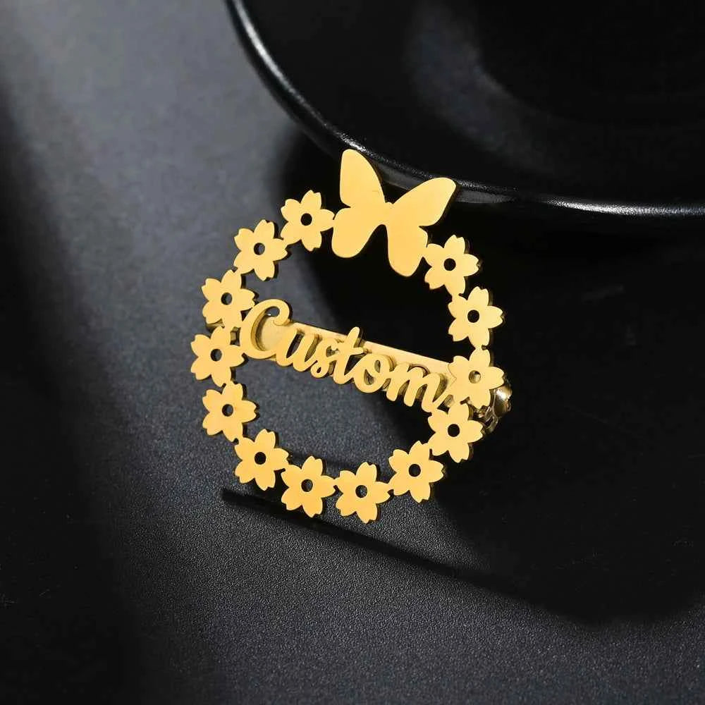 Personalized Name Logo Crown Stone Brooch - Wedding Fashion