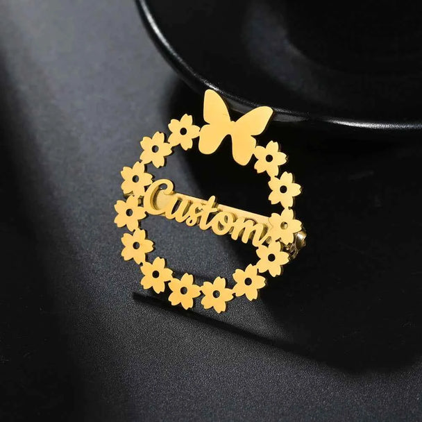 Personalized Name Logo Crown Stone Brooch - Wedding Fashion