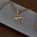 Personalized Name Map Shape Nameplate Necklace - Thick Chain