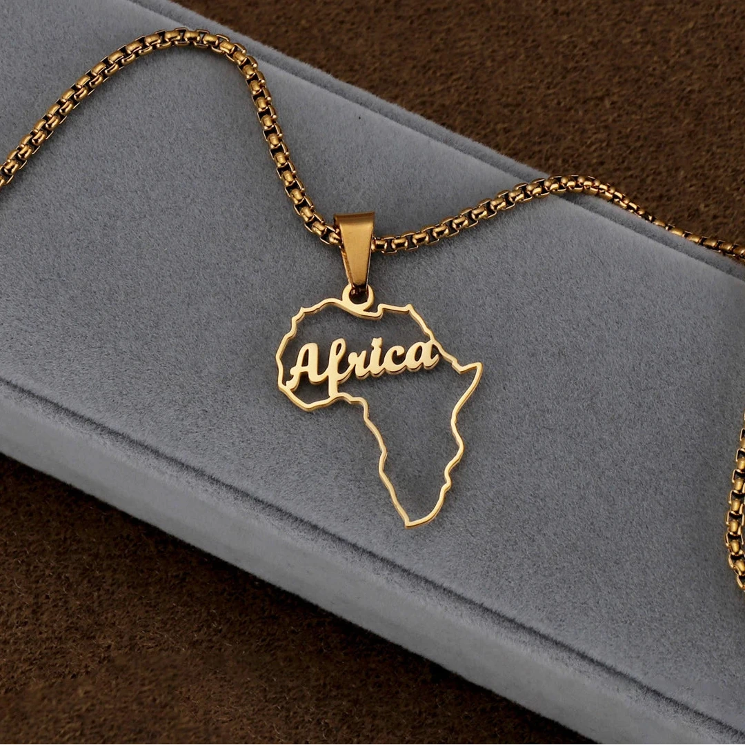 Personalized Name Map Shape Nameplate Necklace - Thick Chain