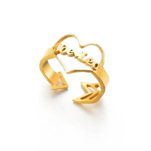 Custom Double Name Adjustable Ring - Stainless Steel - SHOPPERS' CASTLE