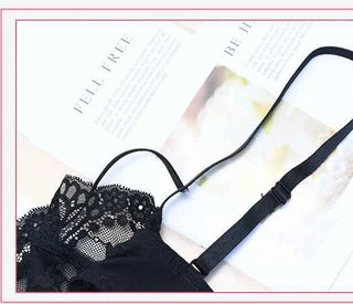 Bandage Transparent Bra Set - Plus Size C/D/E Cup