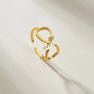Custom Double Name Adjustable Ring - Stainless Steel - SHOPPERS' CASTLE