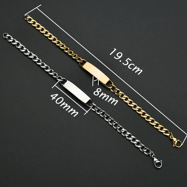 Engrave Name Cross Heart Bracelet - Adjustable Cuban Chain - SHOPPERS' CASTLE