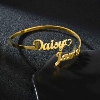 Customized Name Charm Bangle - Stainless Steel