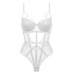 Classic Bandage Transparent Lace Stripe Bodysuit