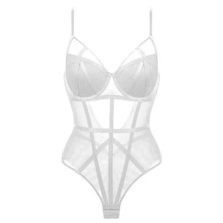 Classic Bandage Transparent Lace Stripe Bodysuit