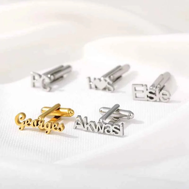 Custom Engraved Letter Name Cufflinks - Mens Wedding Gifts