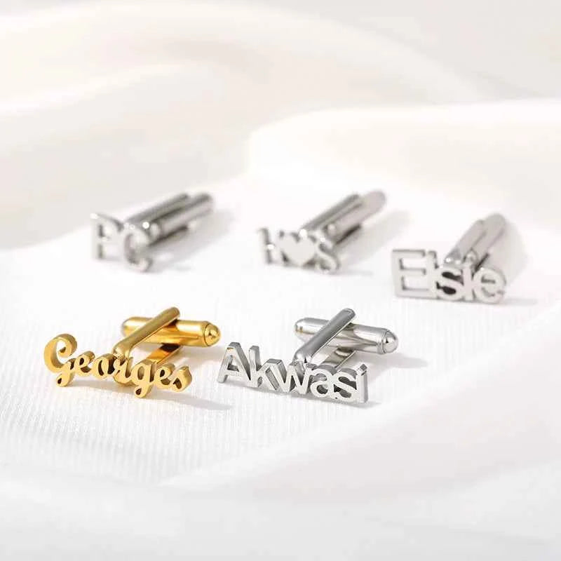 Custom Engraved Letter Name Cufflinks - Mens Wedding Gifts