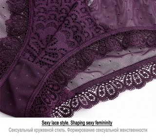 Deep V Cotton Embroidery Bra Set