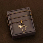 Personalized Name Map Shape Nameplate Necklace - Thick Chain