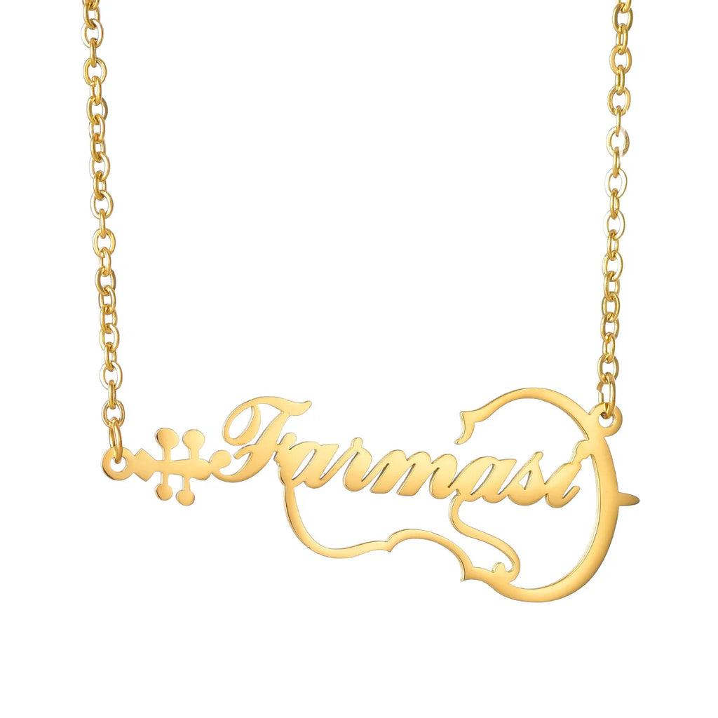 Custom Name Violin Shape Music Pendant Necklace - Charm Chain - SHOPPERS' CASTLE