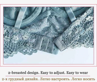 Hot Sexy Transparent Lace Hollow-Out Embroidery Bra Set - Plus Size