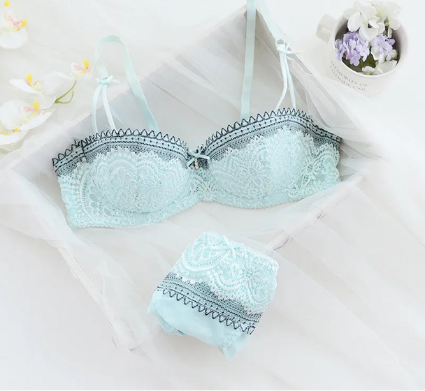French Luxury Half-Cup Ultra-Thin Bra Set - SHOPPERS' CASTLE