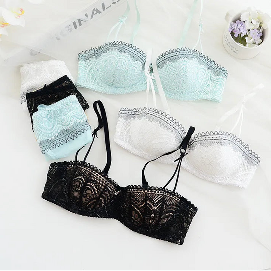 French Luxury Half-Cup Ultra-Thin Bra Set - SHOPPERS' CASTLE