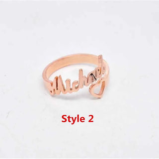 Adjustable Rose Heart Name Ring - Spiral Style