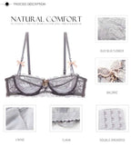 Ultra-Thin Lace Embroidery Bra Set - Plus Size