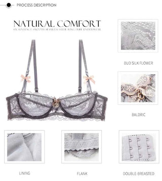 Ultra-Thin Lace Embroidery Bra Set - Plus Size