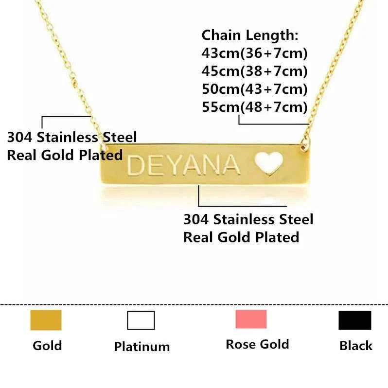 Custom Name Bar Heart Nameplate Choker - Statement Necklace