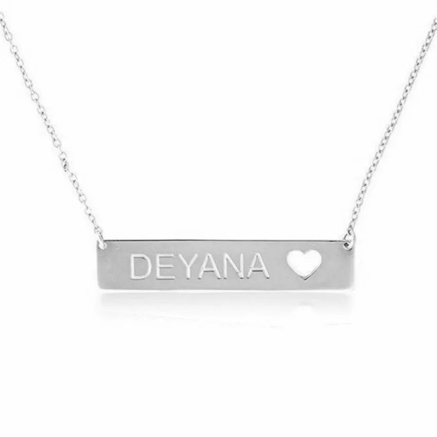 Custom Name Bar Heart Nameplate Choker - Statement Necklace - SHOPPERS' CASTLE