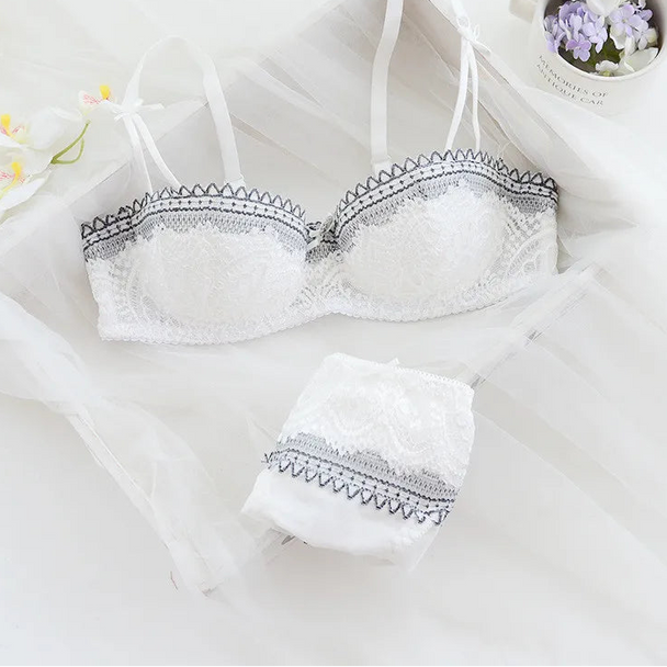 French Luxury Half-Cup Ultra-Thin Bra Set - SHOPPERS' CASTLE