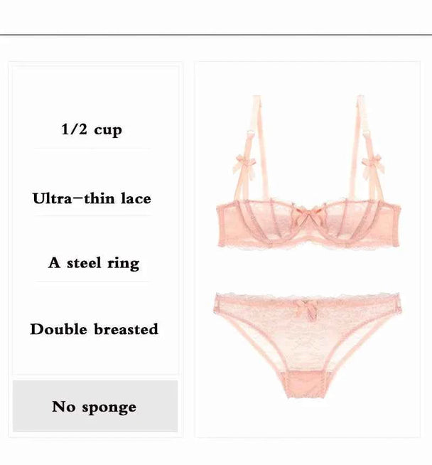 Ultra-Thin Bow Embroidery Bra Set