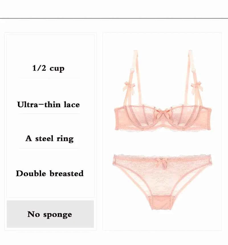 Ultra-Thin Bow Embroidery Bra Set