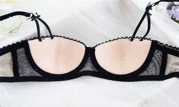 French Luxury Half-Cup Ultra-Thin Bra Set