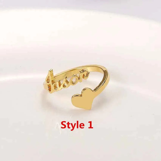 Adjustable Rose Heart Name Ring - Spiral Style