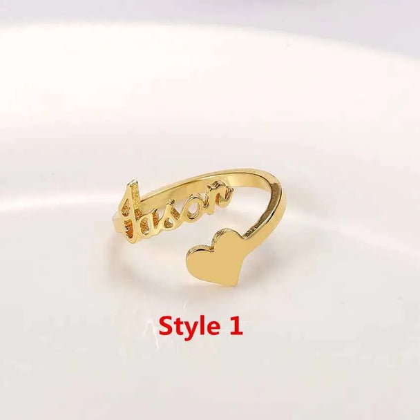 Adjustable Rose Heart Name Ring - Spiral Style