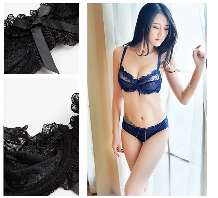 Fashion Embroidery Lingerie Set - Plus Size C/D Cup - SHOPPERS' CASTLE