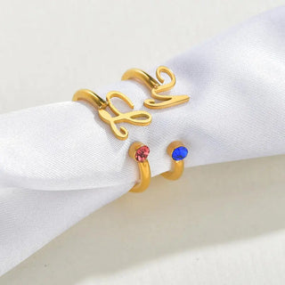 Custom Double Name Adjustable Ring - Stainless Steel - SHOPPERS' CASTLE