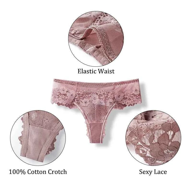 Delicate Lace G-String Trio