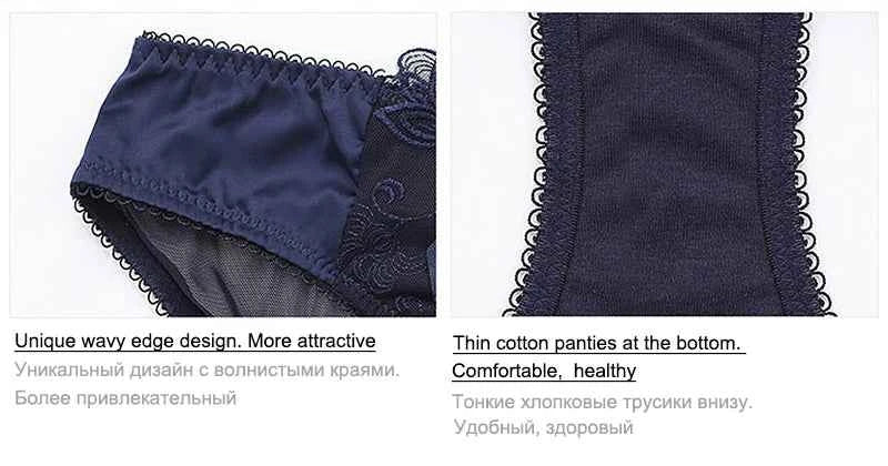 Fashion Embroidery Lingerie Set - Plus Size C/D Cup