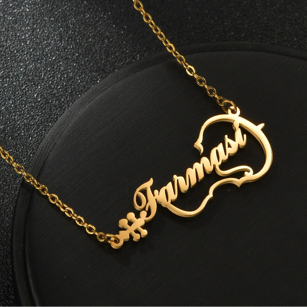 Custom Name Violin Shape Music Pendant Necklace - Charm Chain - SHOPPERS' CASTLE