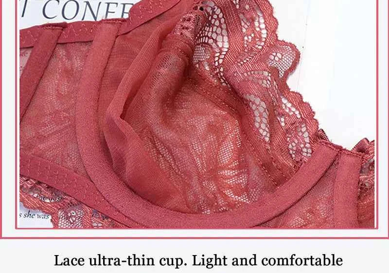 Ultra-Thin Transparent Bra Set - Plus Size D/E Cup