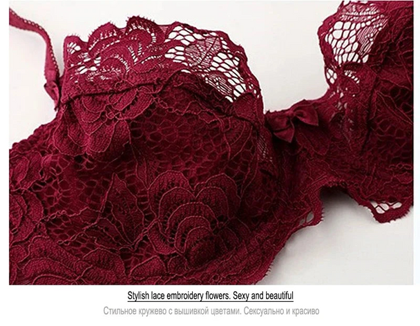 Hollow-Out Embroidered Bra - Plus Size