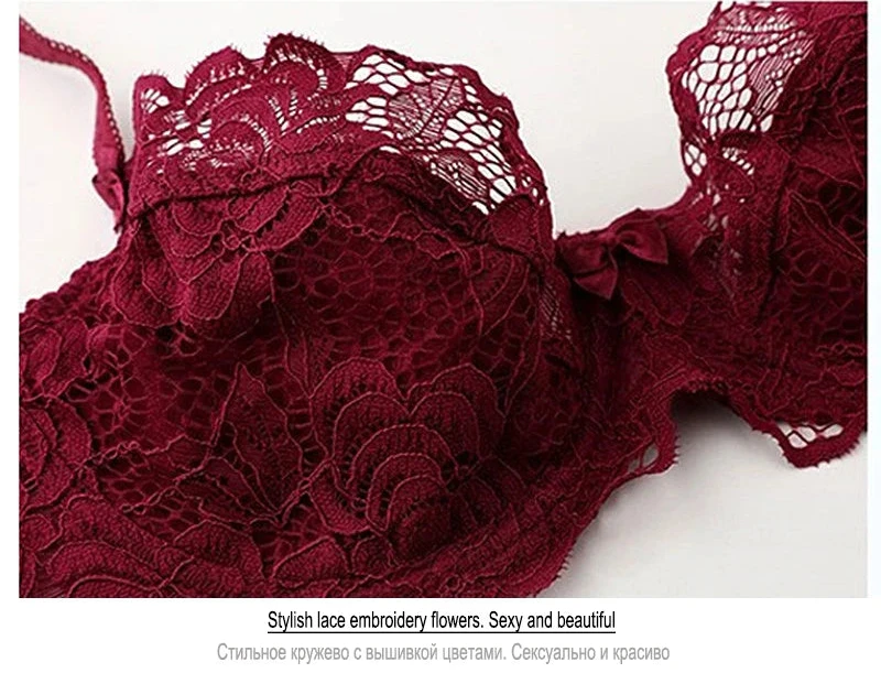 Hollow-Out Embroidered Bra - Plus Size