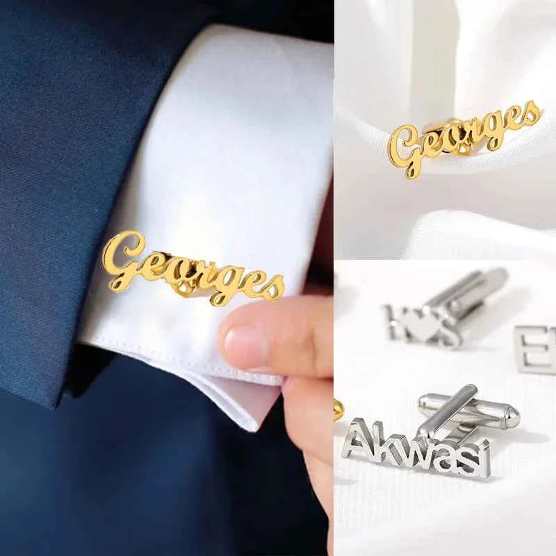 Custom Engraved Letter Name Cufflinks - Mens Wedding Gifts